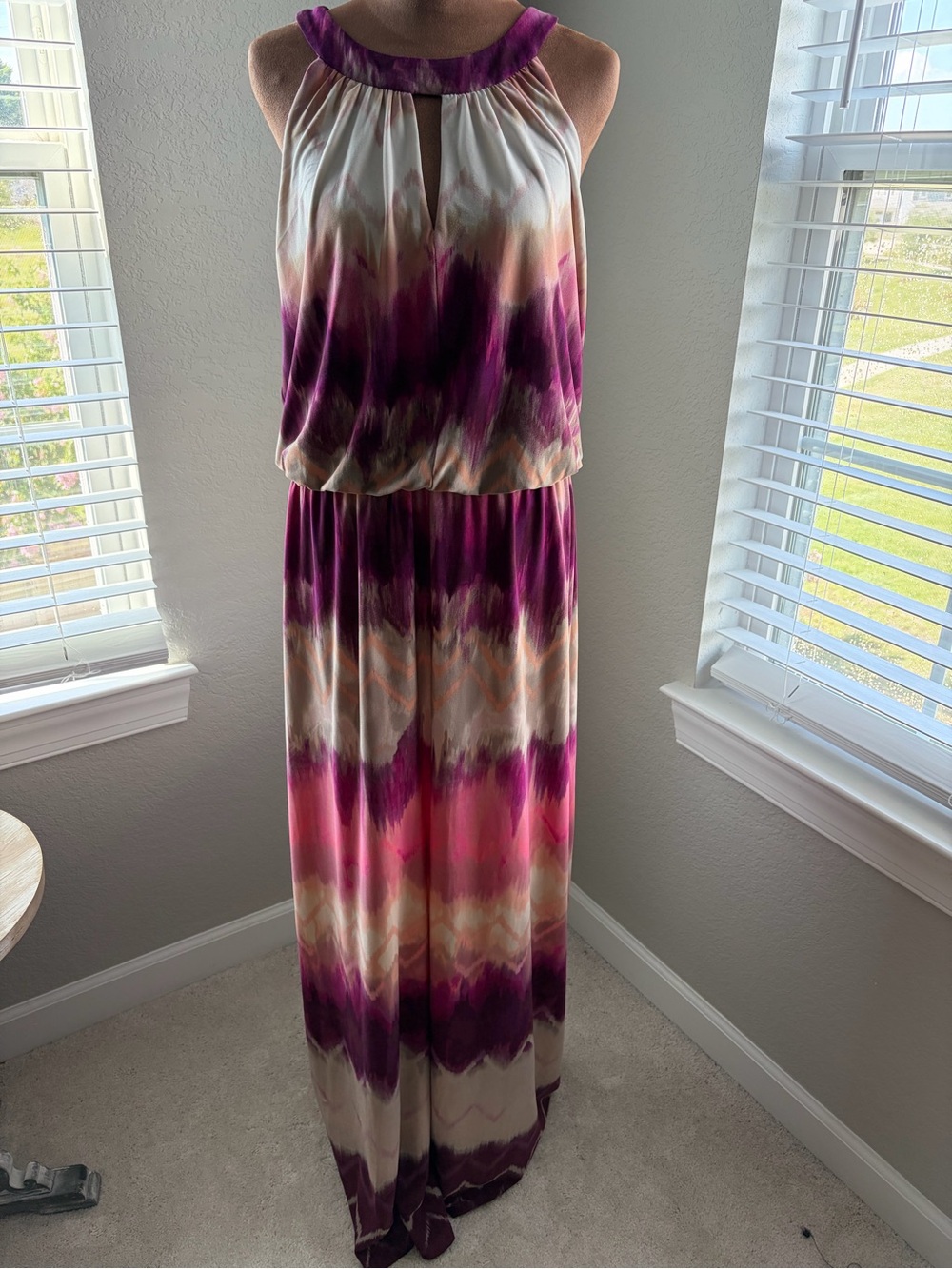 Metaphor Sleeveless Maxi Dress in Purple, Pink, Cream